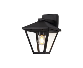 D0547  Luqi Downward Wall Lamp 1 Light IP44 Black, Clear